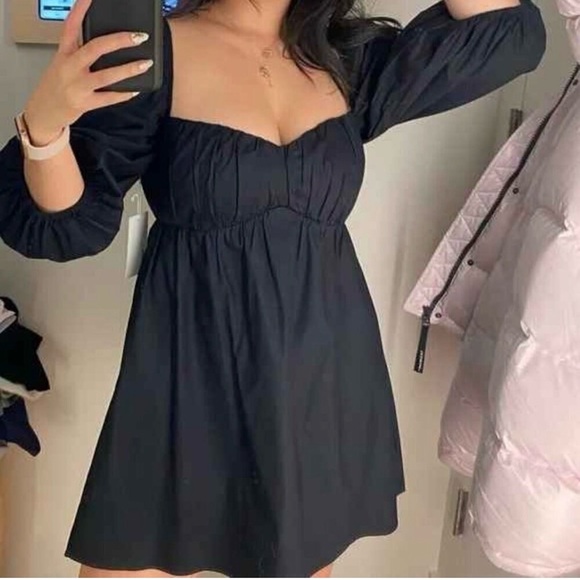 Reformation Dresses & Skirts - Reformation Farley Babydoll Mini Dress Whimsigoth Cottage Core Black Size 6